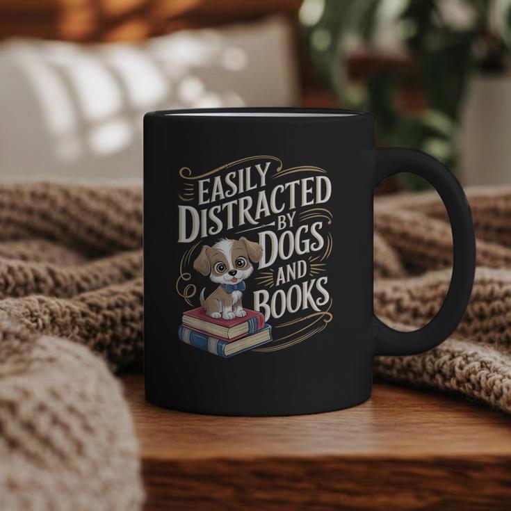 Easily Distracted By Dogs And Books Reader Animal Dog Graphic Print Coffee Mug
