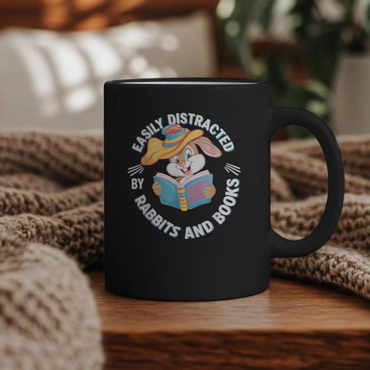 Easily Distracted By Rabbits And Books Reading Graphic Print Coffee Mug