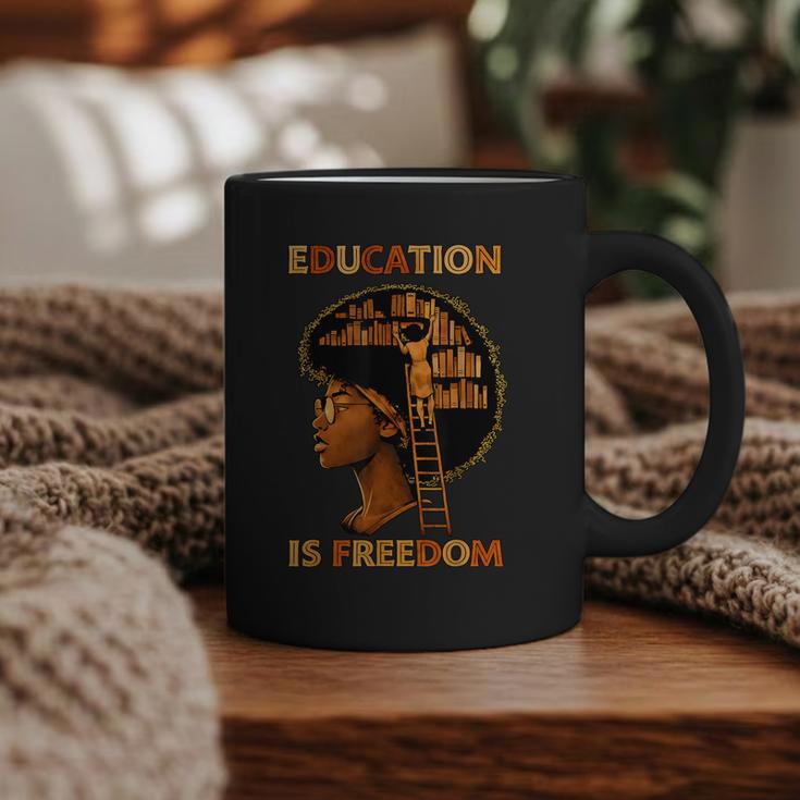 Education Is Freedom Teacher Book Black History Month Graphic Print Coffee Mug