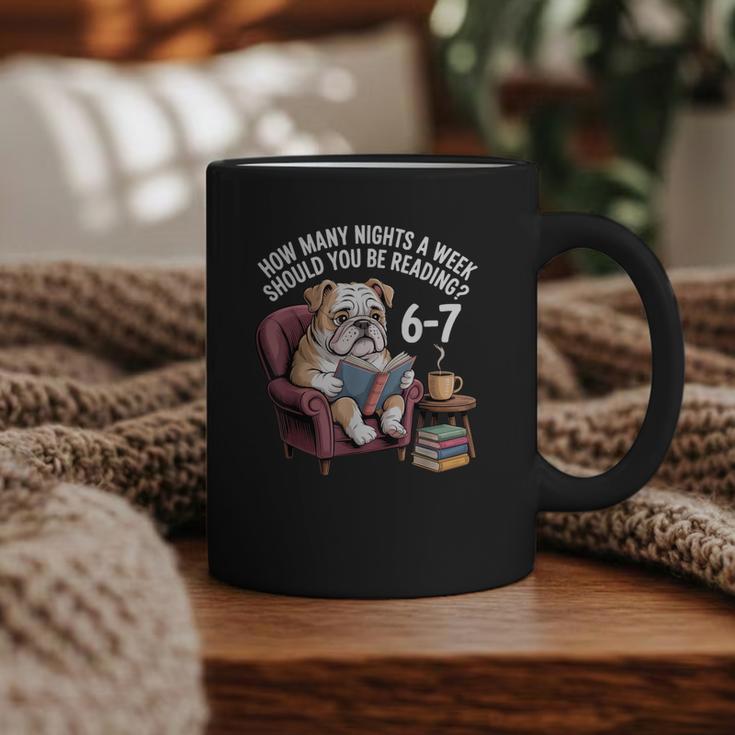 English Bulldog Dog Reading Book 67 Six Seven Meme Graphic Print Coffee Mug