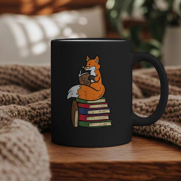 Fox Books Read Reading Librarian America Men Women Kids Graphic Print Coffee Mug
