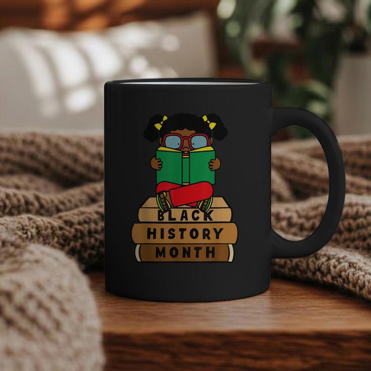 Girl Kid Reading Book Black History Month Bookworm Graphic Print Coffee Mug