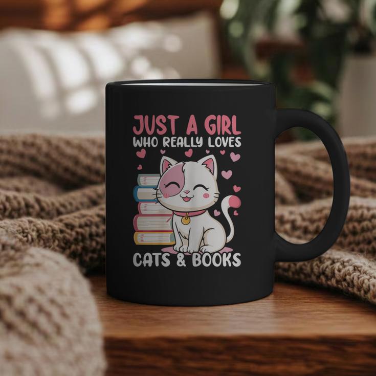 Girl Who Loves Cats And Books Cute Graphic Print Coffee Mug