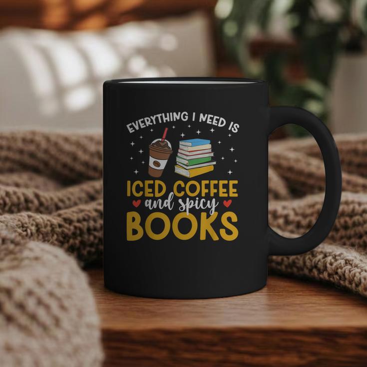 Iced Coffee And Spicy Books Iced Coffee Lover Cold Brew Graphic Print Coffee Mug