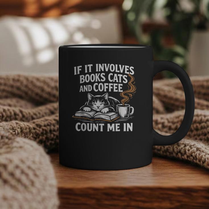 If It Involves Cats Books Coffee Introvert Pet Lover Graphic Print Coffee Mug