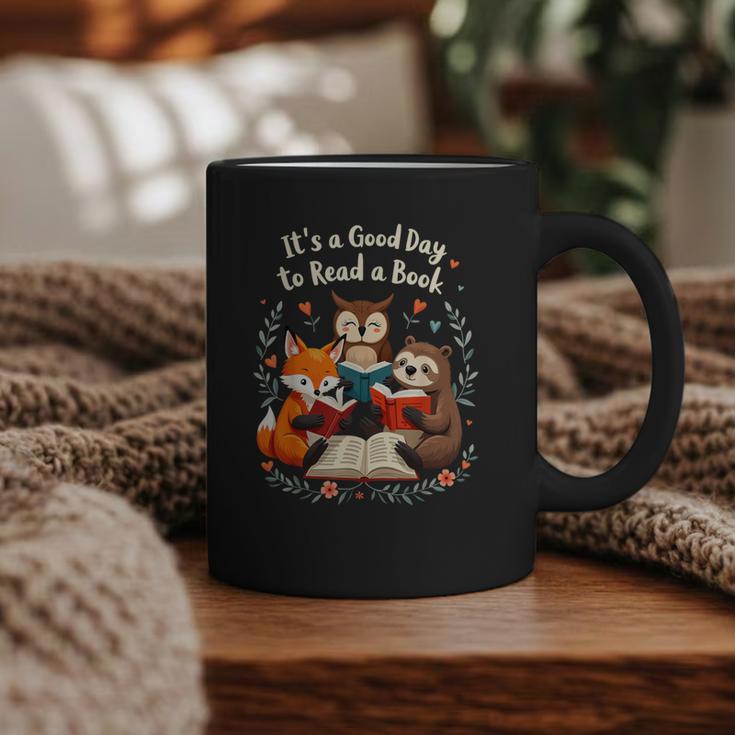 Its A Good Day To Read Book Cute Fox Sloth Owl Novel Reading Graphic Print Coffee Mug