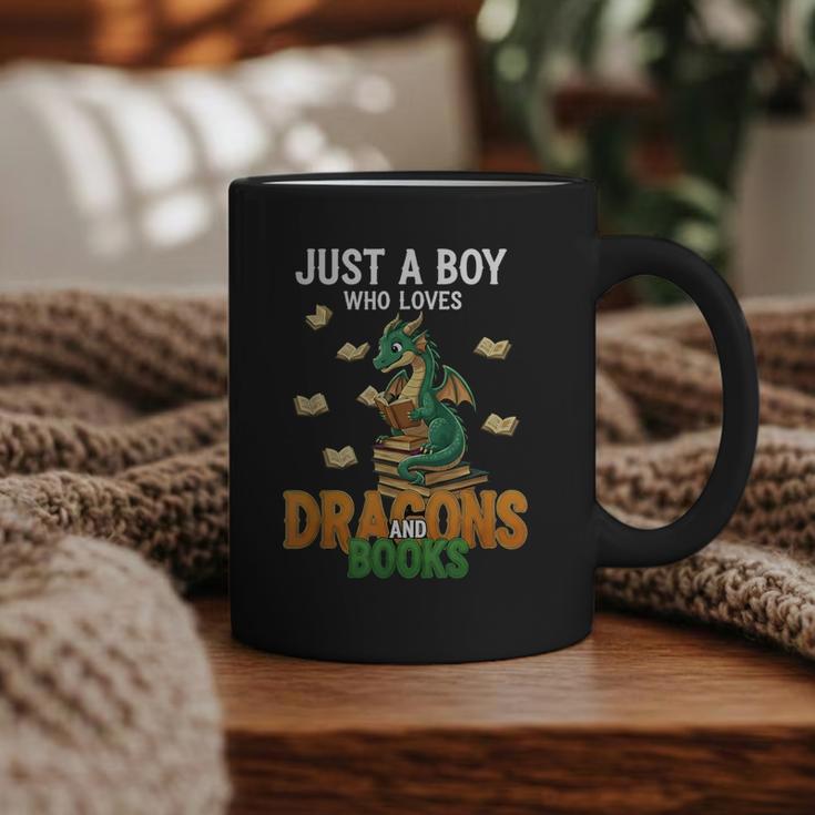 Just a Boy Who Loves Dragons And Books Reading Dragon Graphic Print Coffee Mug