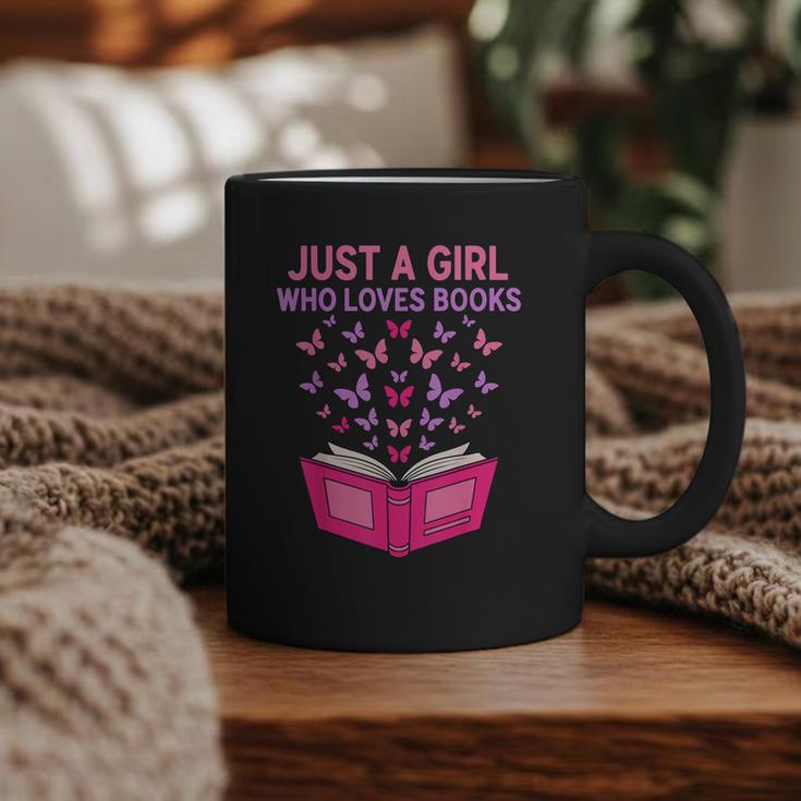 Just A Girl Who Loves Books Butterflies Reading Graphic Print Coffee Mug