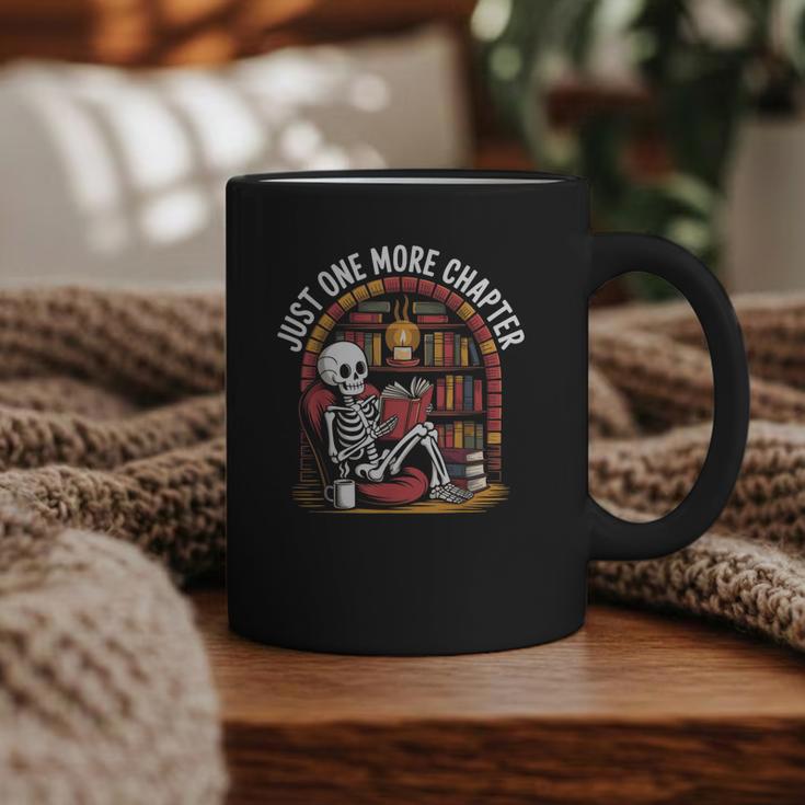 Just One More Chapter Skeleton Reading Cozy Books Graphic Print Coffee Mug