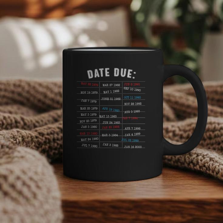 Library Due Date Stamp Card Librarian Book Reading Vintage Graphic Print Coffee Mug