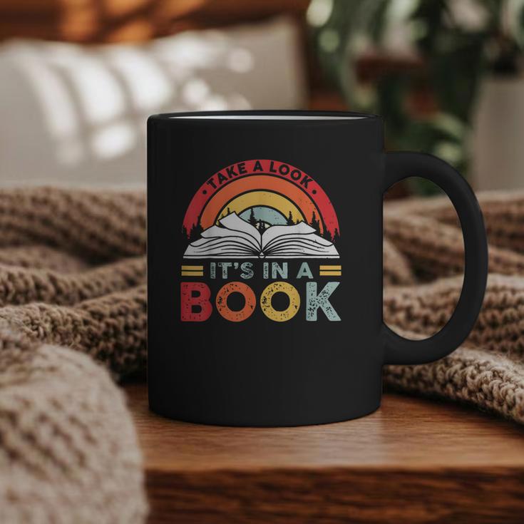 Take A Look It's In A Book Reading Book Vintage Rainbow Graphic Print Coffee Mug