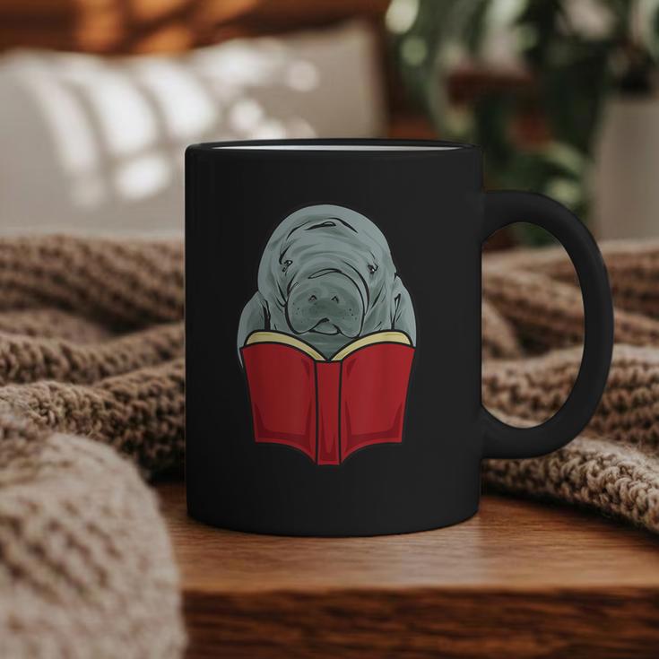 Manatee Reading Books Sea Animal Manatee Graphic Print Coffee Mug