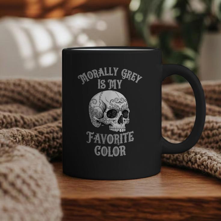 Morally Grey Is My Favorite Color Bookish Skull Graphic Print Coffee Mug