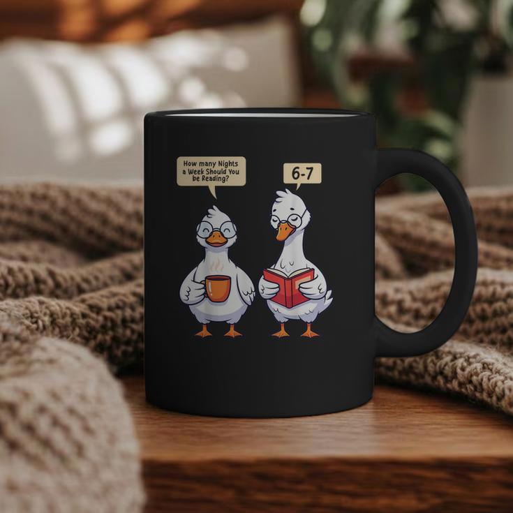 How Many Nights Reading Goose Book Lover Reader Graphic Print Coffee Mug