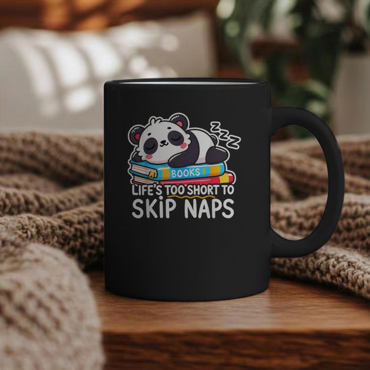 Panda Napping On Books Life’s Too Short To Skip Naps Graphic Print Coffee Mug