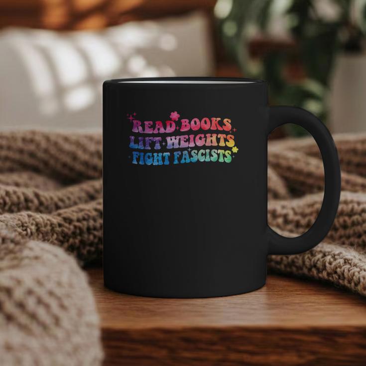 Read Books Lift Weights Fight Fascists Tie Dye Men Women Graphic Print Coffee Mug