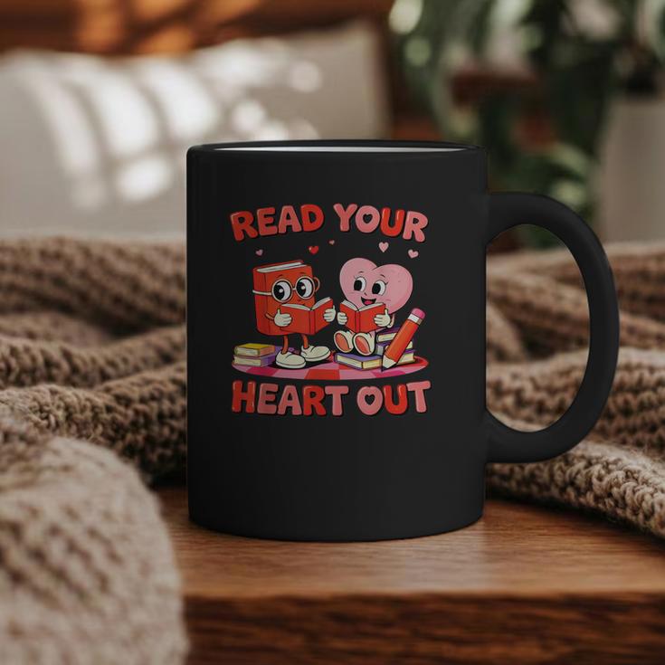 Read Your Heart Out Valentine Reading Book Girl Kid Teacher Graphic Print Coffee Mug