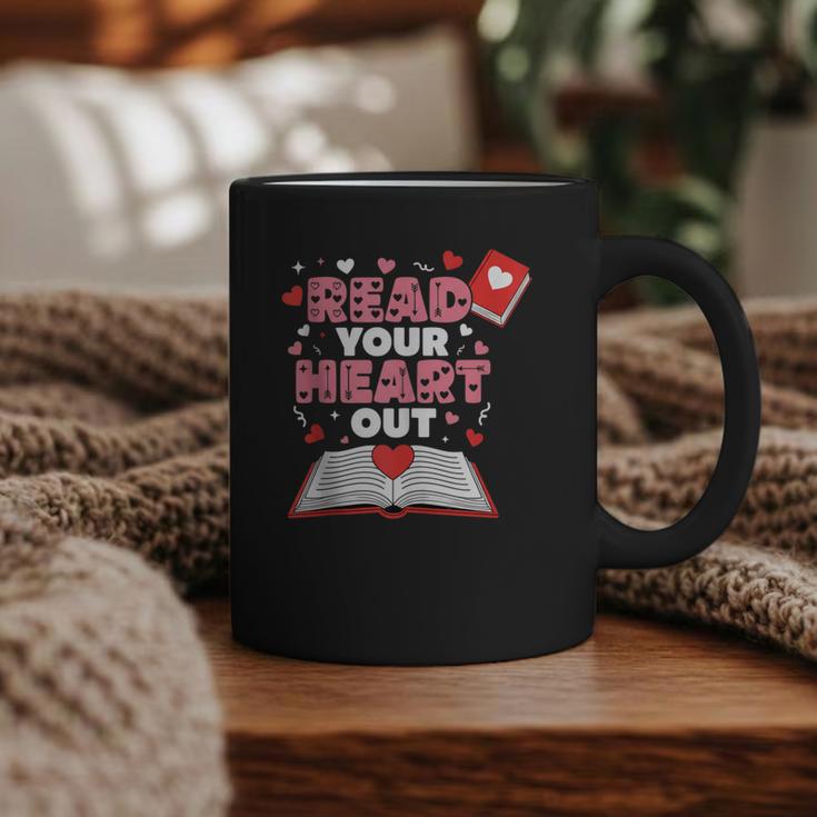 Read Your Heart Out Valentines Day Reading Book Kids Teacher Graphic Print Coffee Mug
