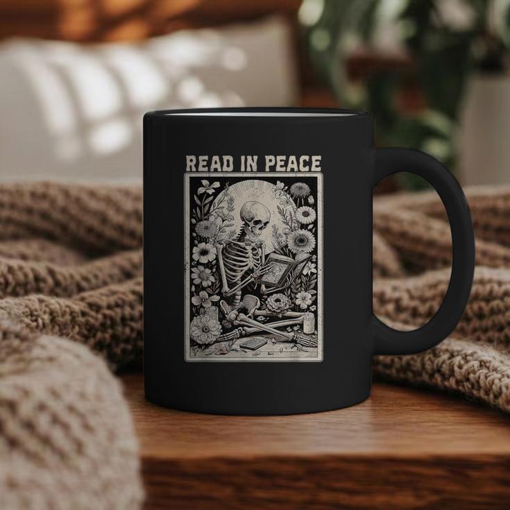 Read In Peace Skeleton Book Lover Bookworm Book Graphic Print Coffee Mug