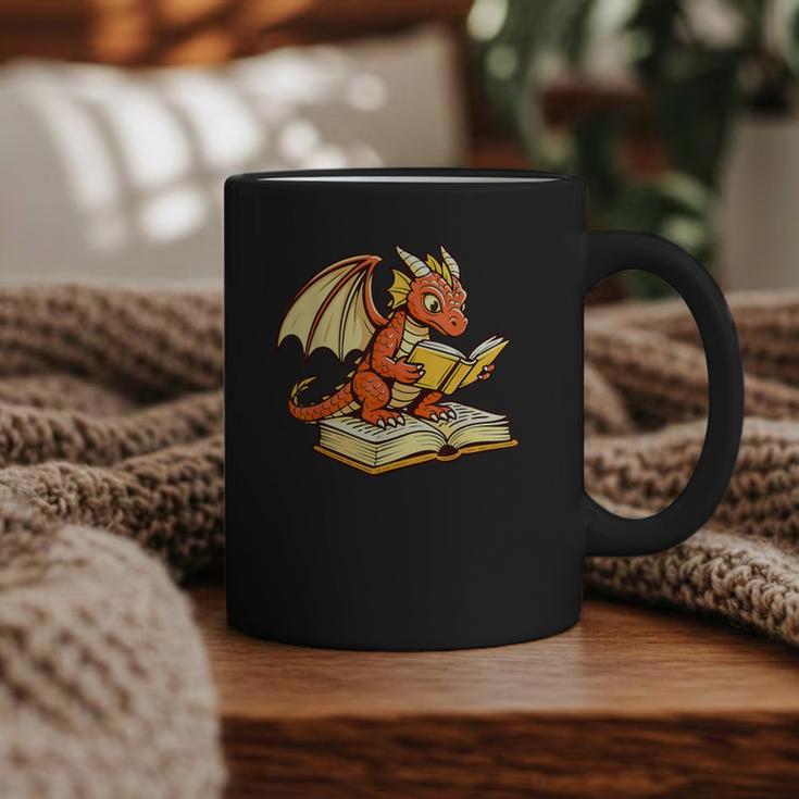 Reading Dragon Book Lover Bookworm Reader Graphic Print Coffee Mug