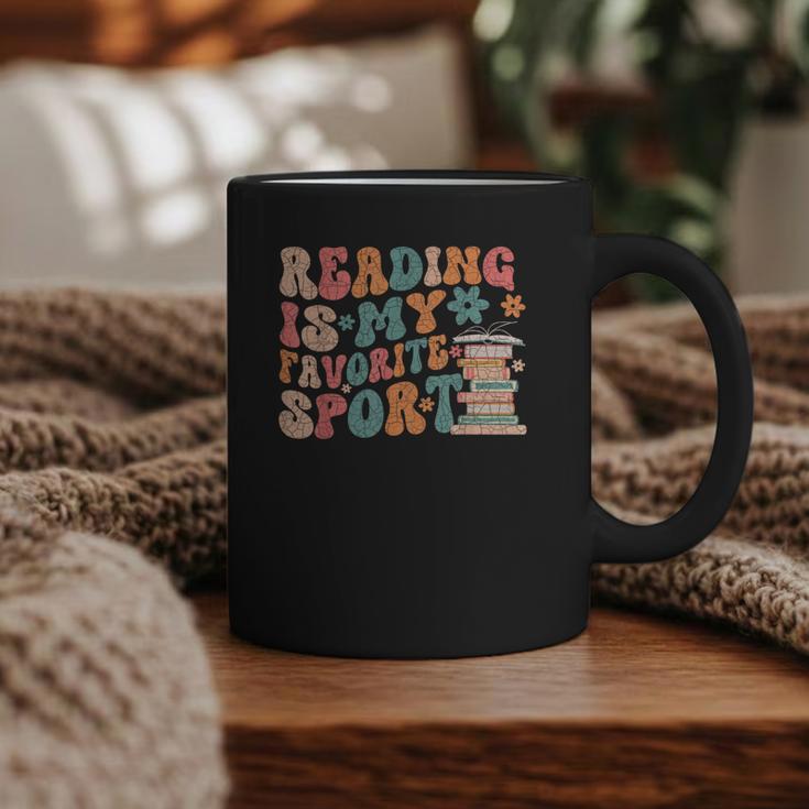 Reading Is My Favorite Sport Retro Groovy Book Lovers Graphic Print Coffee Mug