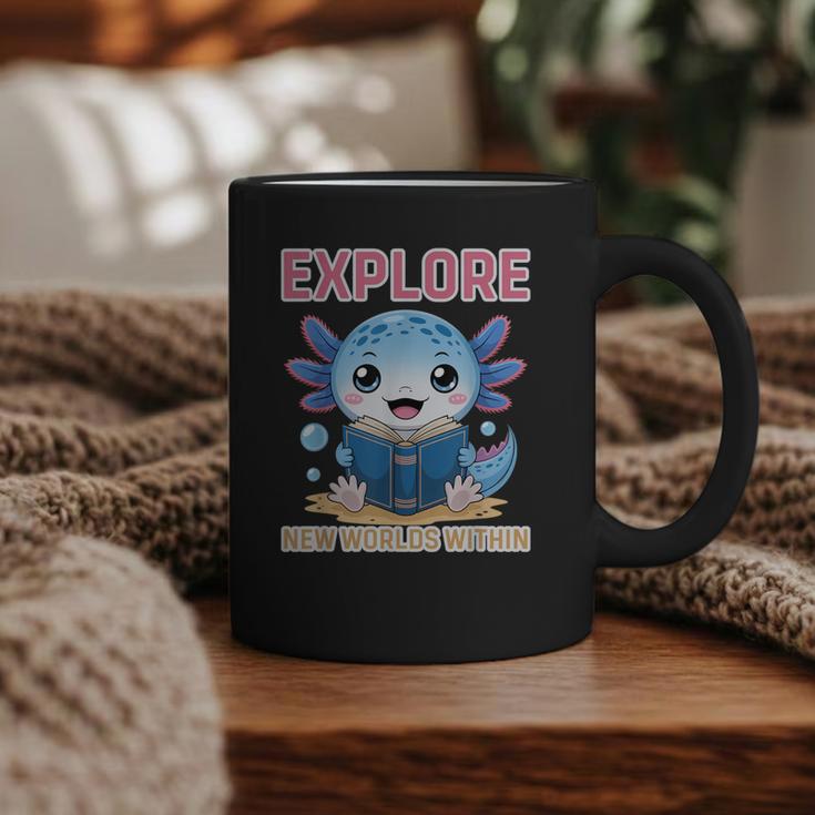 Readsolotl Kawaii Axolotl Book Lover Reading Graphic Print Coffee Mug