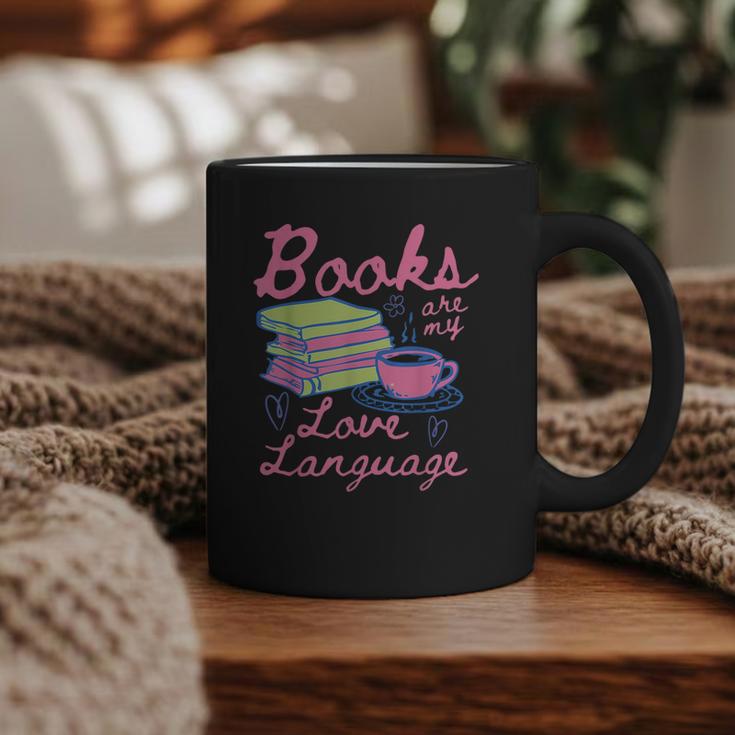 Retro Books Are My Love Language Valentine Book Lovers Graphic Print Coffee Mug