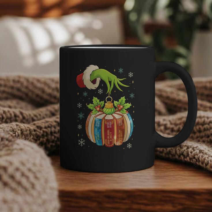 Retro Christmas Ornament Book Christmas Teacher Librarian Graphic Print Coffee Mug