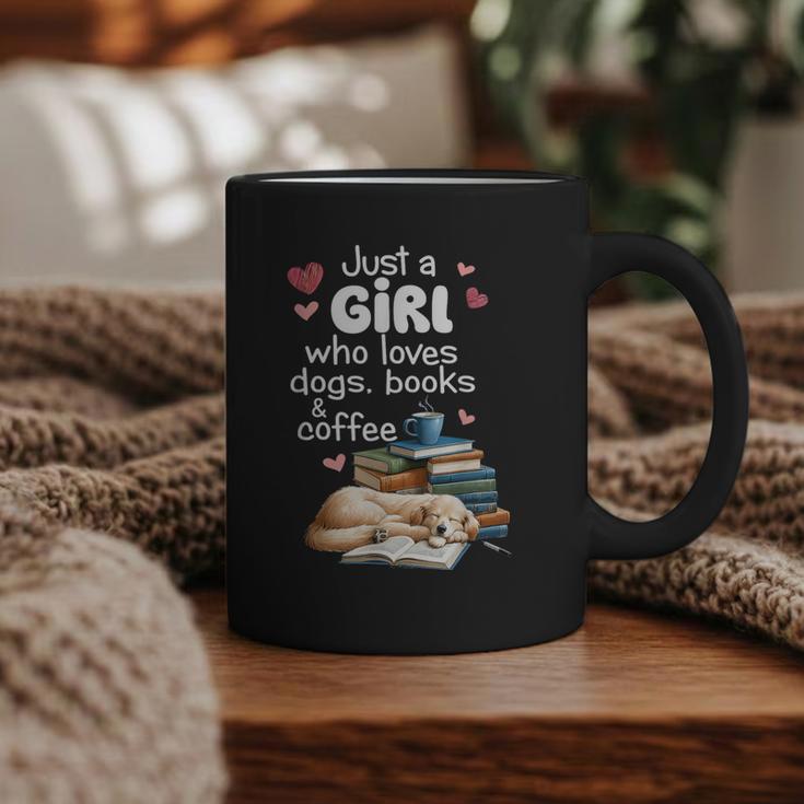 Retro Just A Girl Who Love Dogs Books And Coffee Bookworm Graphic Print Coffee Mug