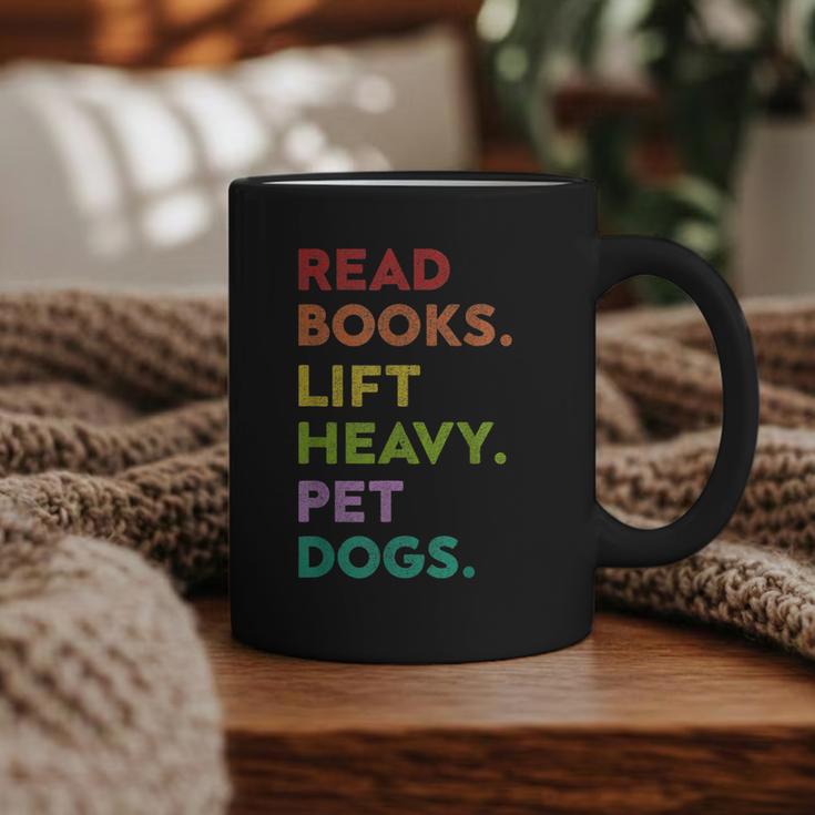 Retro Read Books Lift Heavy Pet Dogs Gym Book Lover Graphic Print Coffee Mug