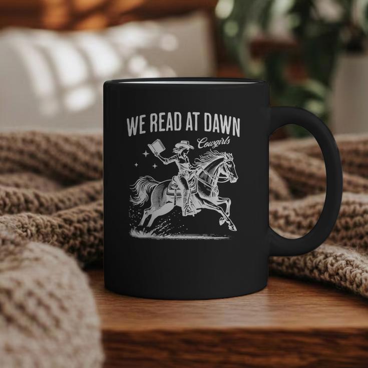 Retro We Read At Dawn Cowgirl Western Librarian Book Lover Graphic Print Coffee Mug