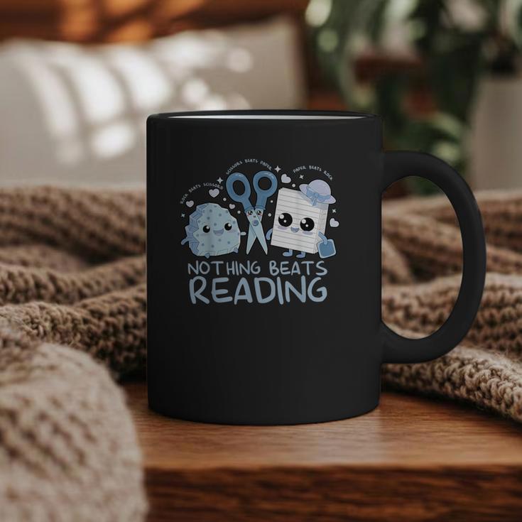 Rock Paper Scissors Nothing Beats Reading Book Lover Graphic Print Coffee Mug