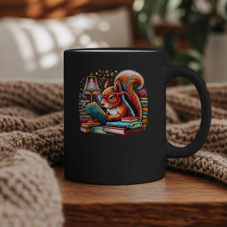 Squirrel Reading a Book Lover Bookworm Graphic Print Coffee Mug