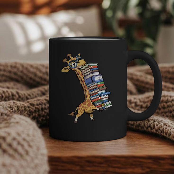 Teacher Shirt Giraffe Holding Books Bookworm Librarian Graphic Print Coffee Mug