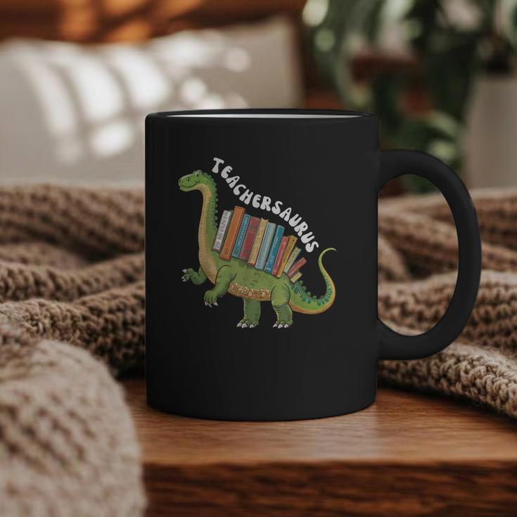 Teachersaurus Dinosaur Teachers Dino Reading Book Librarian Graphic Print Coffee Mug