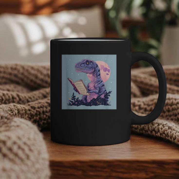 Trex Reading Book Dinosaur Graphic Print Coffee Mug