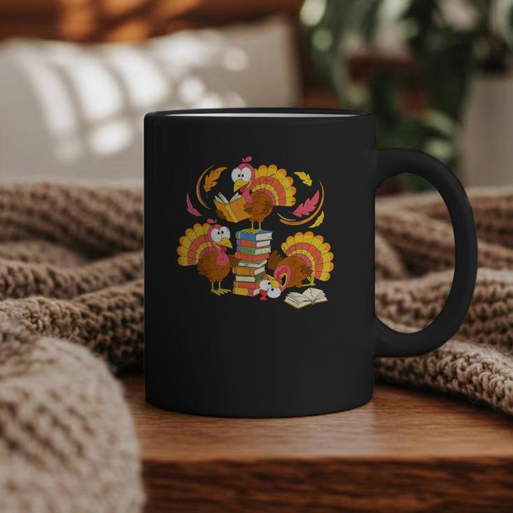 Turkey Reading Books Fall Thanksgiving Teacher Librarian Graphic Print Coffee Mug