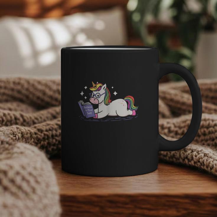 Unicorn Bookworm Believe In Yourself Cute And Inspirational Graphic Print Coffee Mug