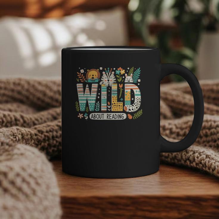 Wild About Reading Bookworm Book Reader Zoo Animals Graphic Print Coffee Mug