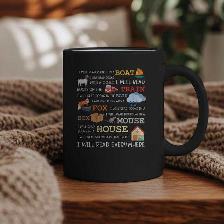 I Will Read Books On a Boat & Everywhere Reading Graphic Print Coffee Mug