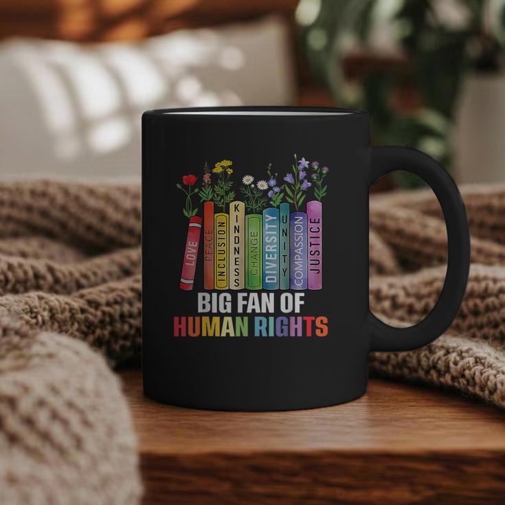 Women Floral Book Big Fan Of Human Rights Liberal Protest Graphic Print Coffee Mug