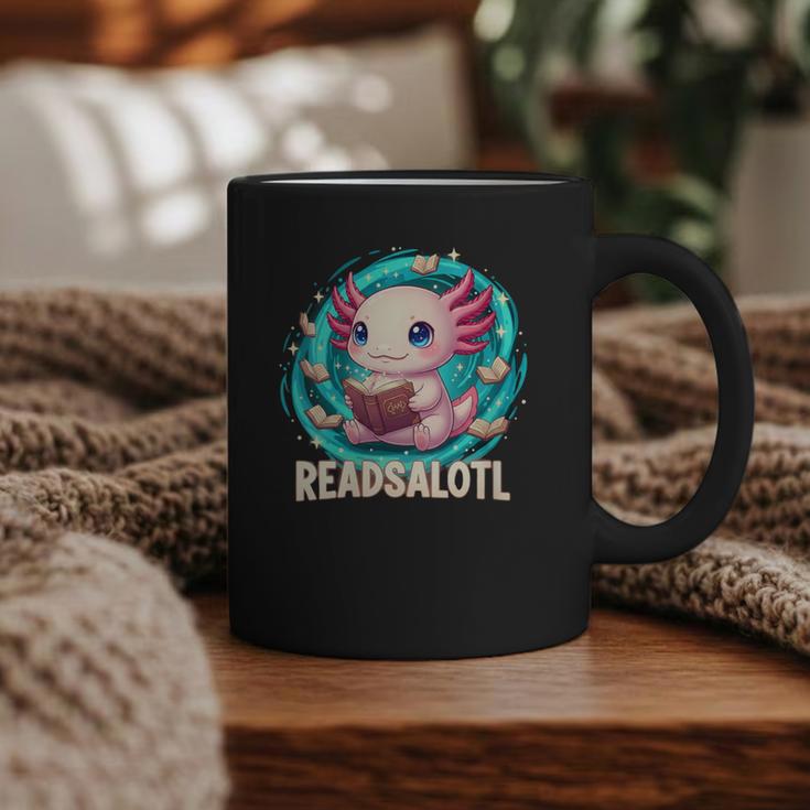 Women's Readsolotl Kawaii Axolotl Reading Book Lover Graphic Print Coffee Mug