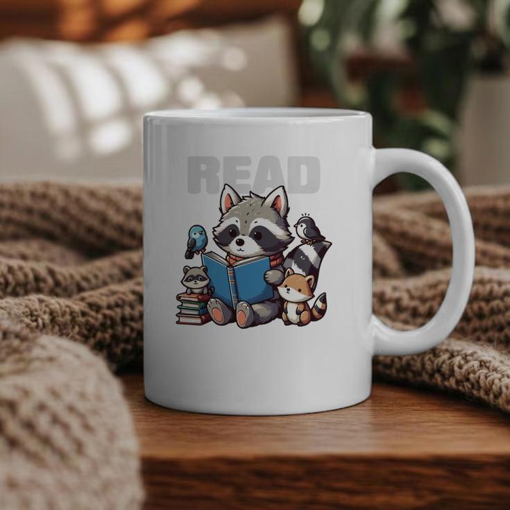 Animals Raccoon Reading Book Librarian Across America Kids Graphic Print Coffee Mug