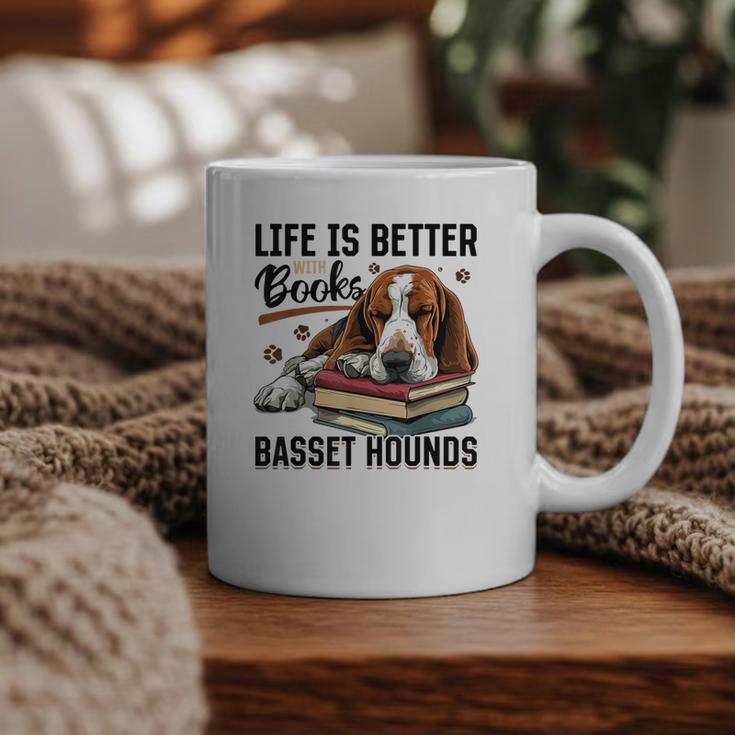 Basset Hound Dog Breed Life Is Better With Books And a For Men Women Girls Kids Graphic Print Coffee Mug