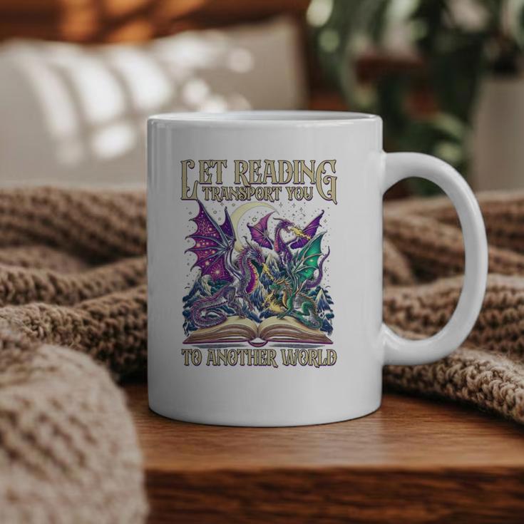 Book Lover Dragon Reading Transport You To Another World Graphic Print Coffee Mug