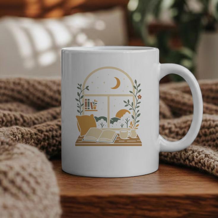 Book Lover Moonlight Reading Scene Night Graphic Print Coffee Mug