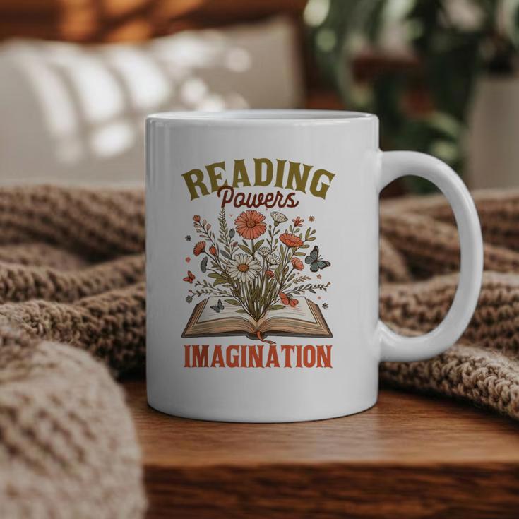 Book Lover Reading Bookish Floral Reading Powers Imagination Graphic Print Coffee Mug