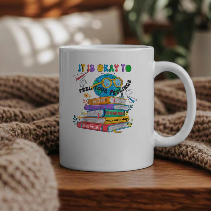 Books It's Okay To Be Kind Yellow Mental Health Day Kids Graphic Print Coffee Mug