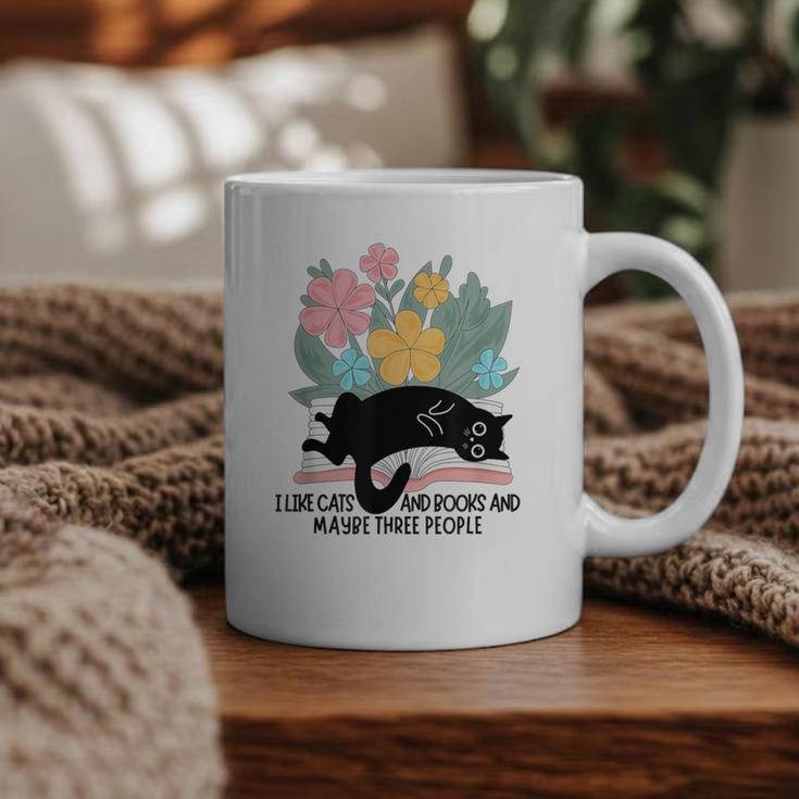 Cat Meme I Like Cats And Books And Maybe Three People Graphic Print Coffee Mug