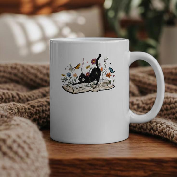 Cute Cat Flower Garden Book Kitty Reading Floral Men Women Girls Kids Graphic Print Coffee Mug Cute Cat Flower Garden Book Kitty Reading Floral Men Women Girls Kids Graphic Print Coffee Mug